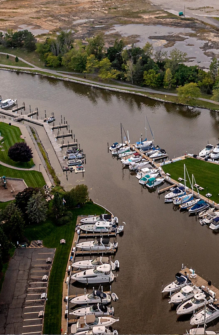 Aerial view of harbor