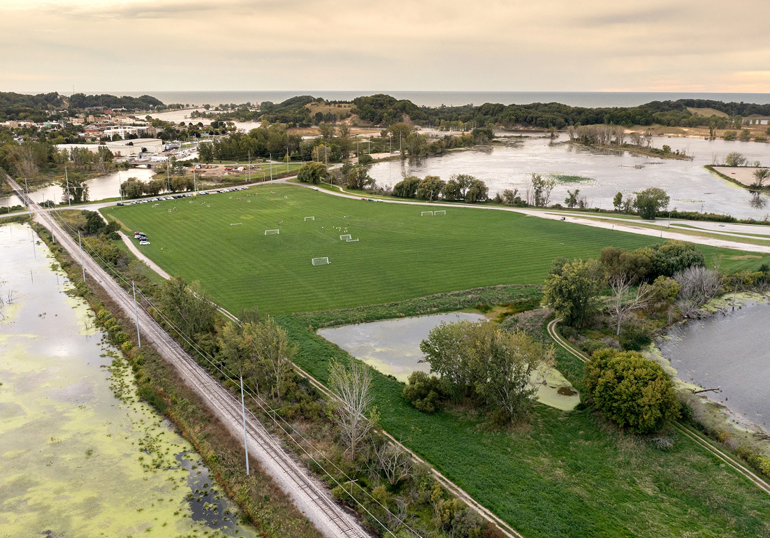 Aerial view of surrounding area